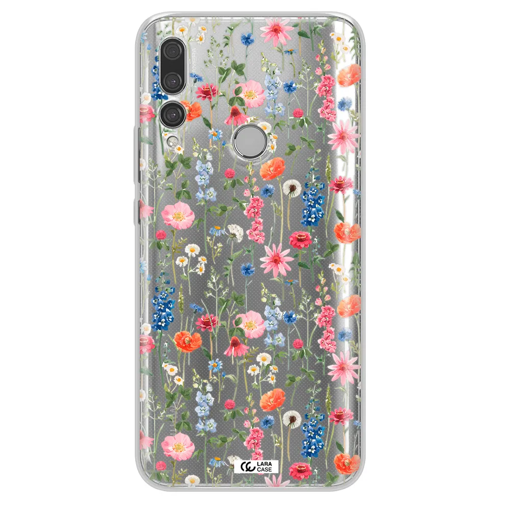 Green Blue Red Flowers Huawei Y9 Prime 2019 Clear TPU Case