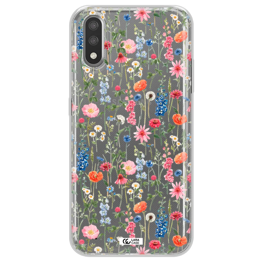 Green Blue Red Flowers Samsung A01 Clear TPU Case