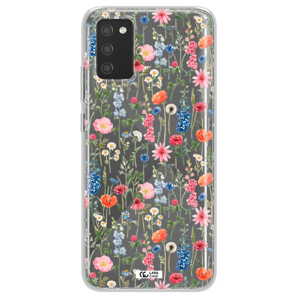 Green Blue Red Flowers Samsung A02S Clear TPU Case