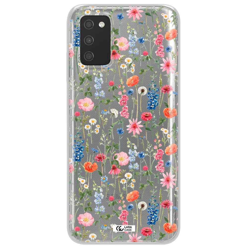 Green Blue Red Flowers Samsung A03S Clear TPU Case