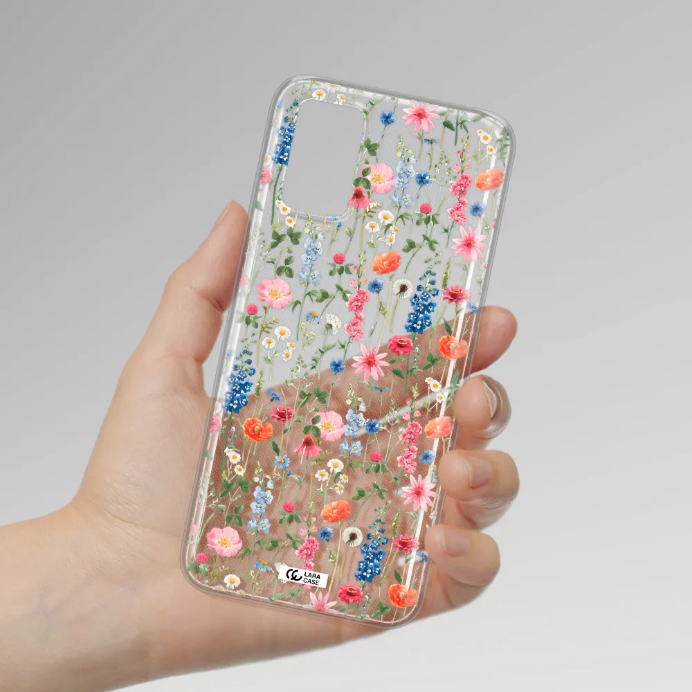 Green Blue Red Flowers Samsung A03S Clear TPU Case