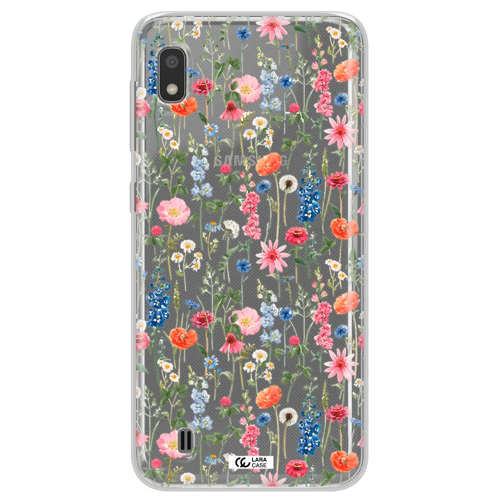 Green Blue Red Flowers Samsung A10 Clear TPU Case