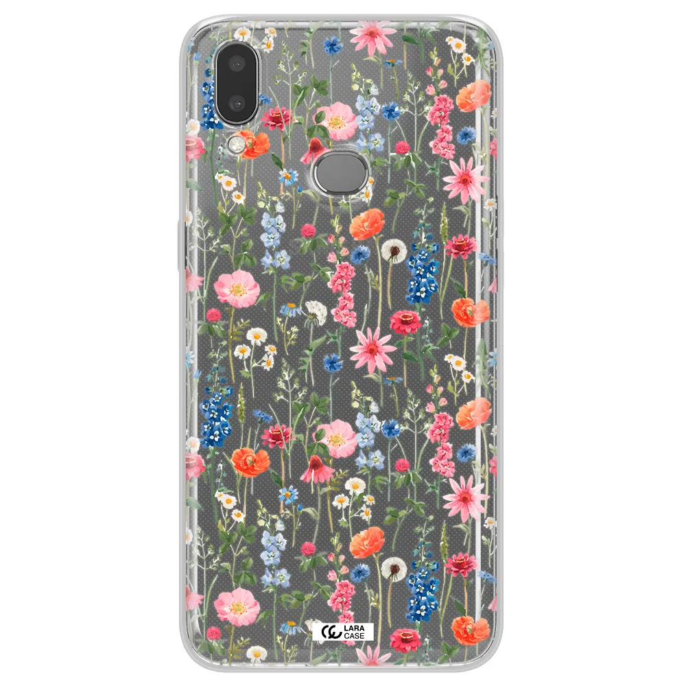 Green Blue Red Flowers Samsung A10S Clear TPU Case