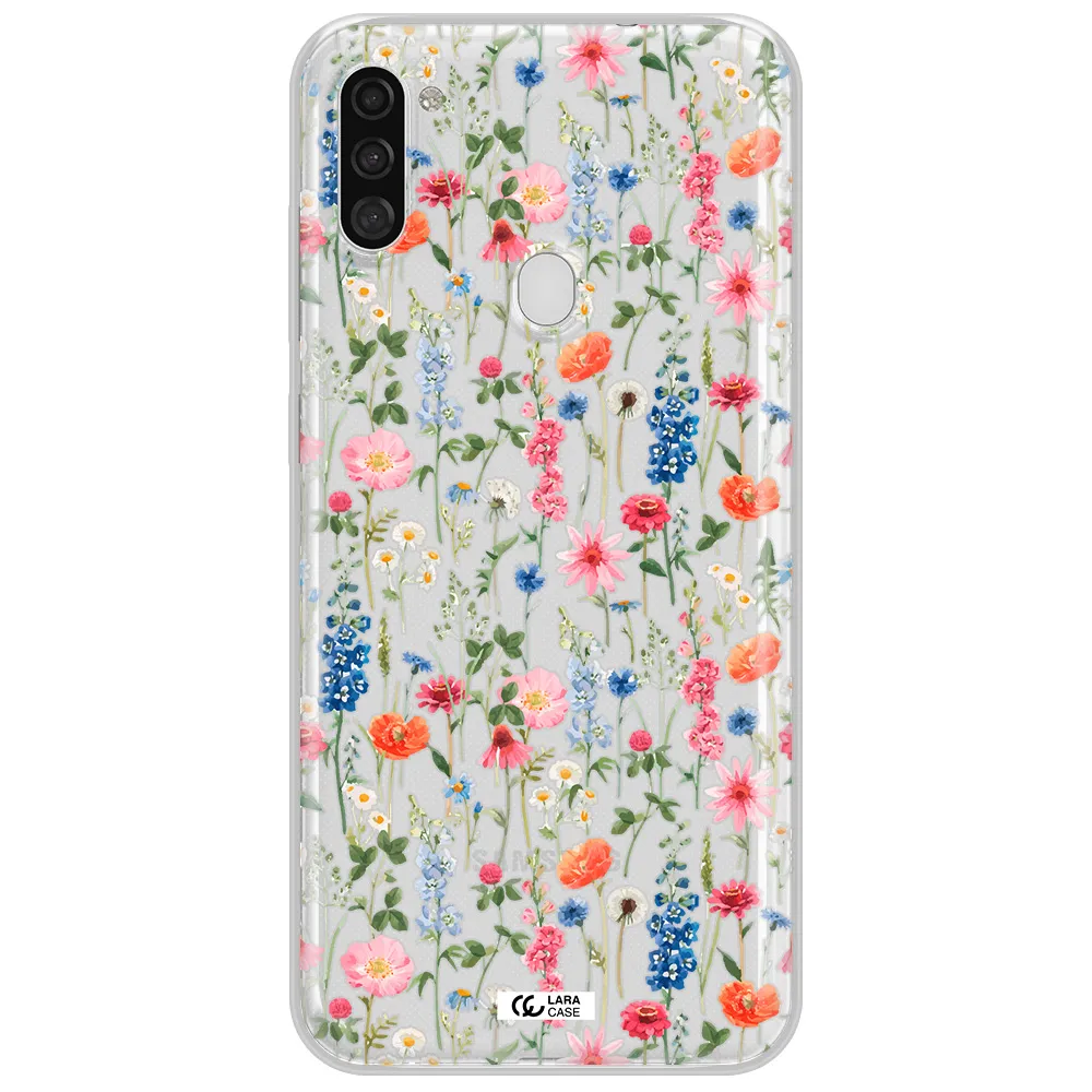 Green Blue Red Flowers Samsung A11 Clear TPU Case