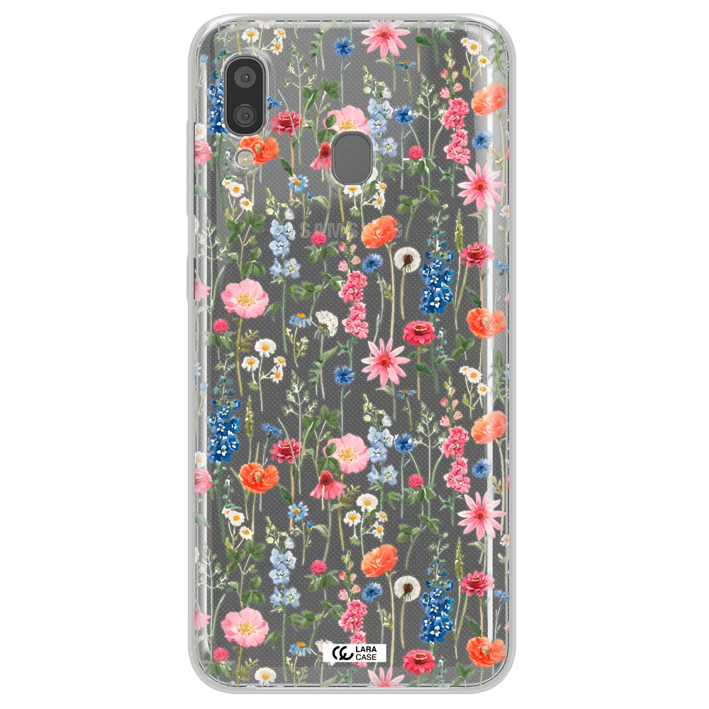 Green Blue Red Flowers Samsung A20 Clear TPU Case