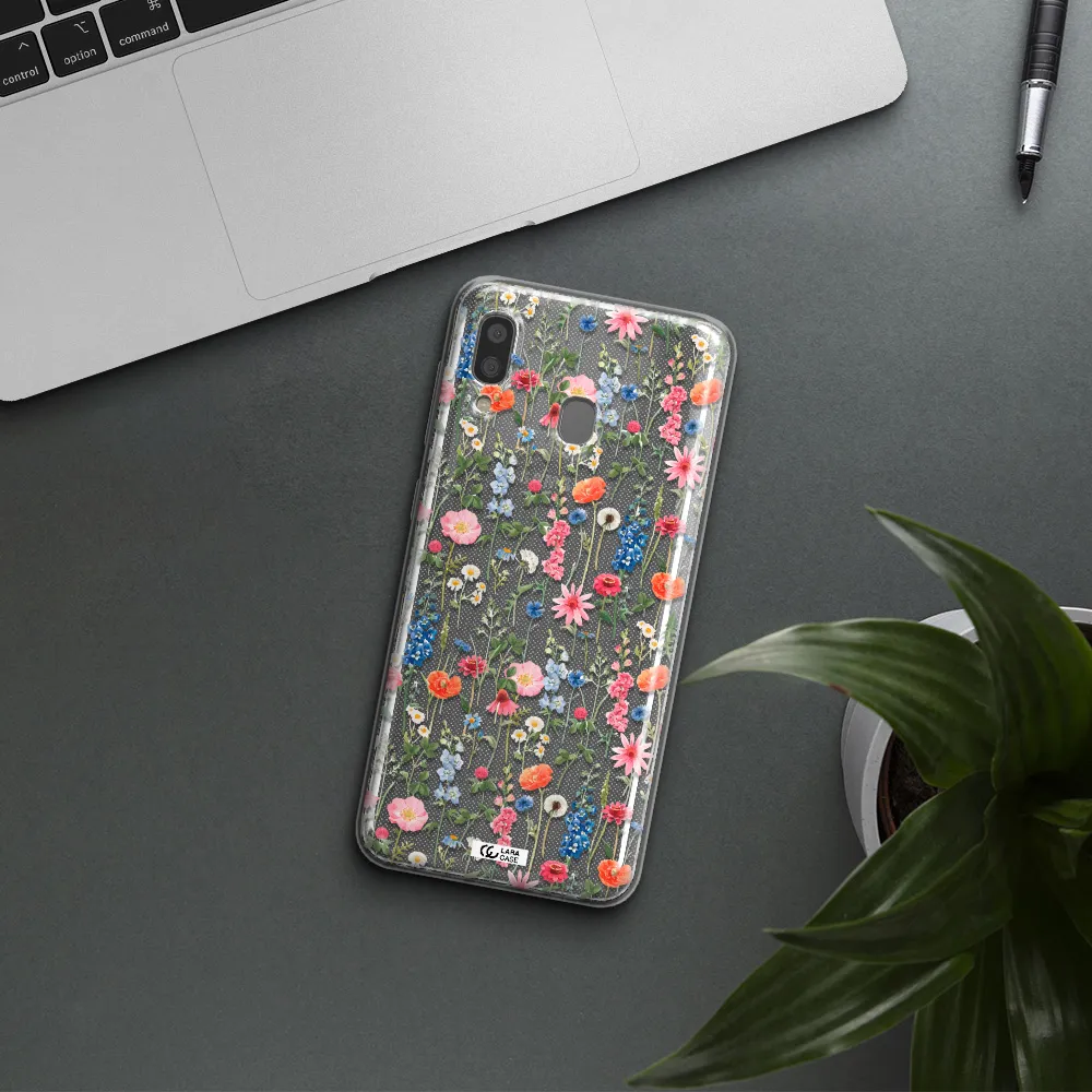 Green Blue Red Flowers Samsung A20 Clear TPU Case