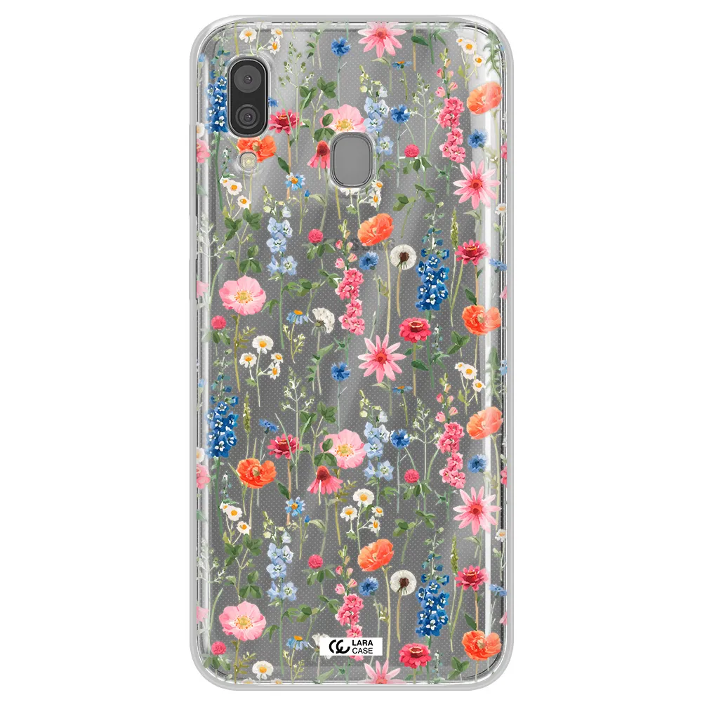 Green Blue Red Flowers Samsung A30 Clear TPU Case