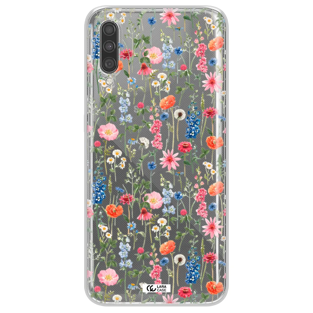 Green Blue Red Flowers Samsung A30S Clear TPU Case