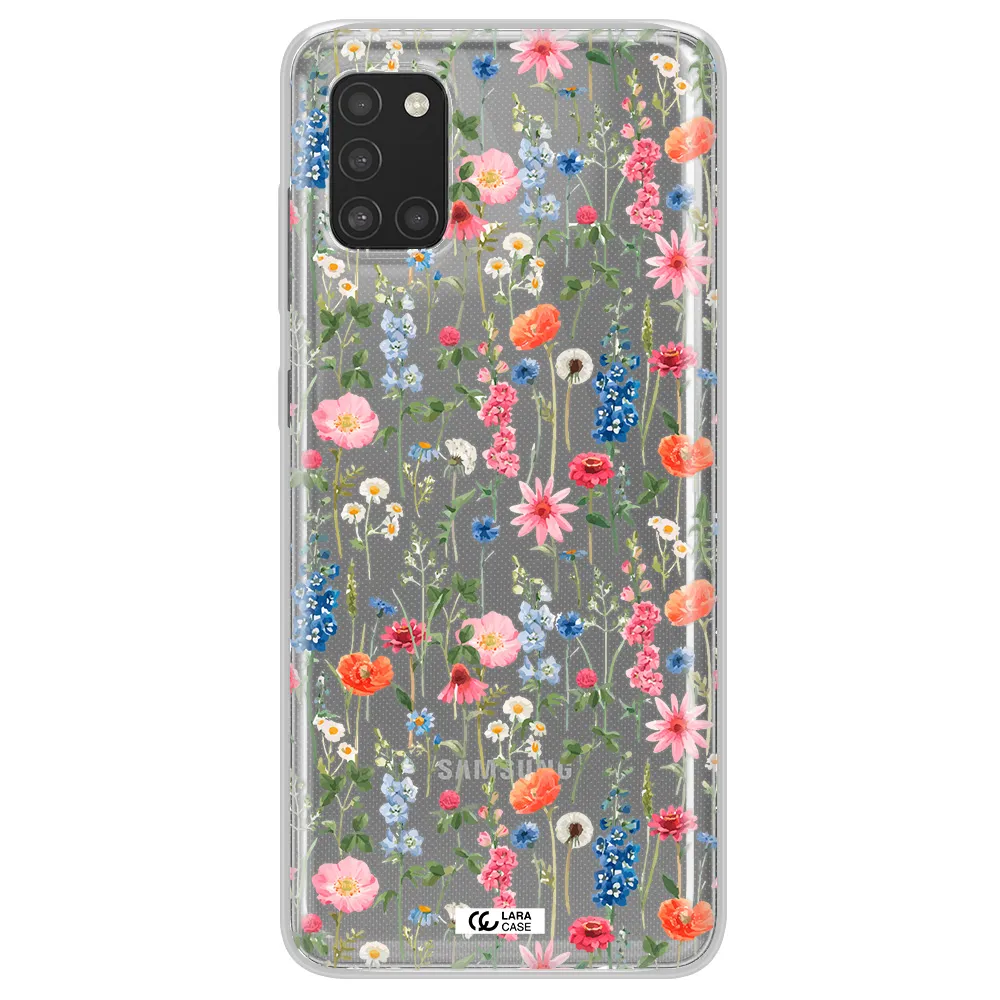 Green Blue Red Flowers Samsung A31 Clear TPU Case