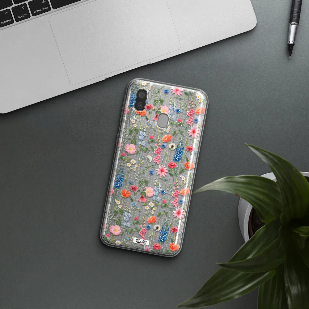 Green Blue Red Flowers Samsung A40 Clear TPU Case