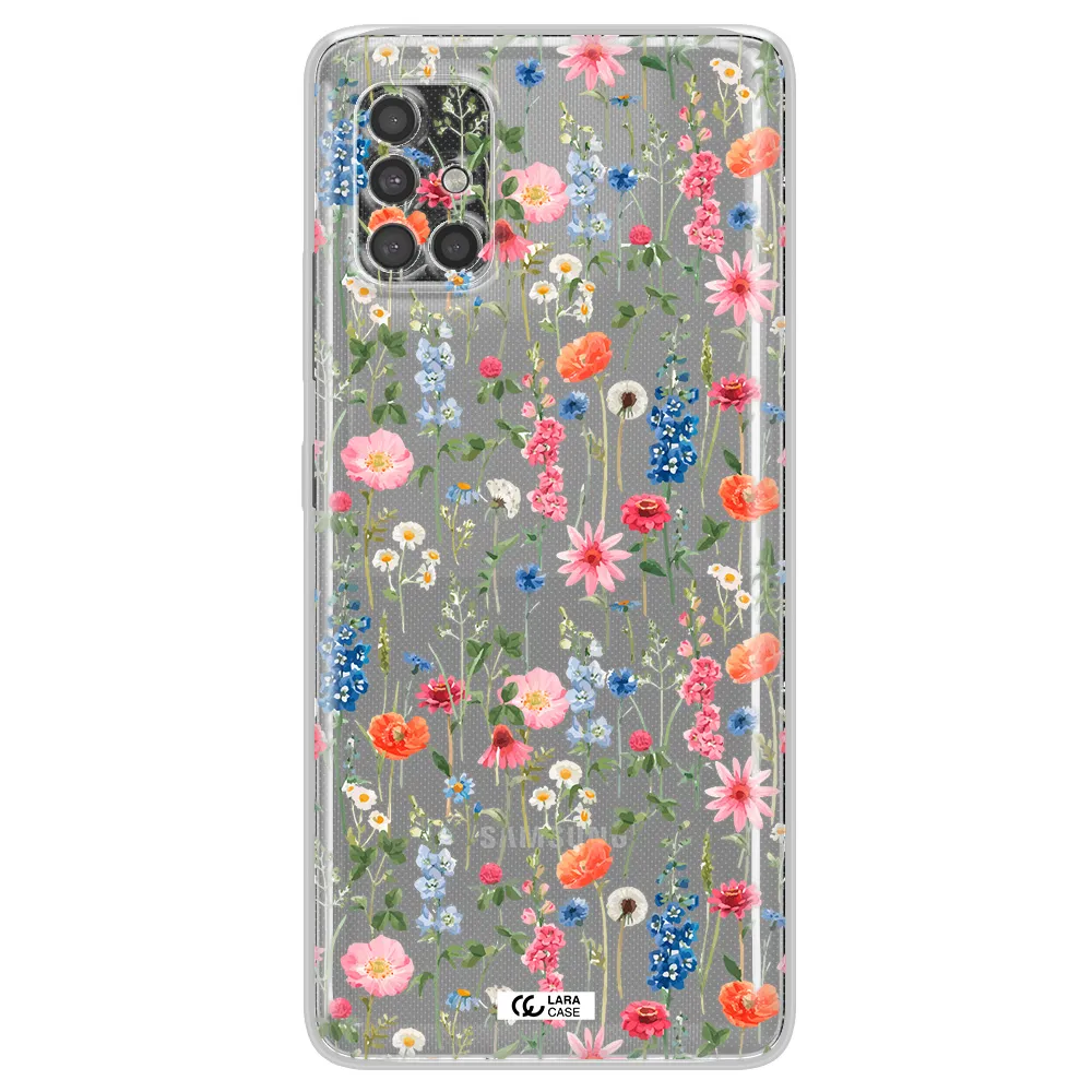 Green Blue Red Flowers Samsung A40S Clear Tpu Case