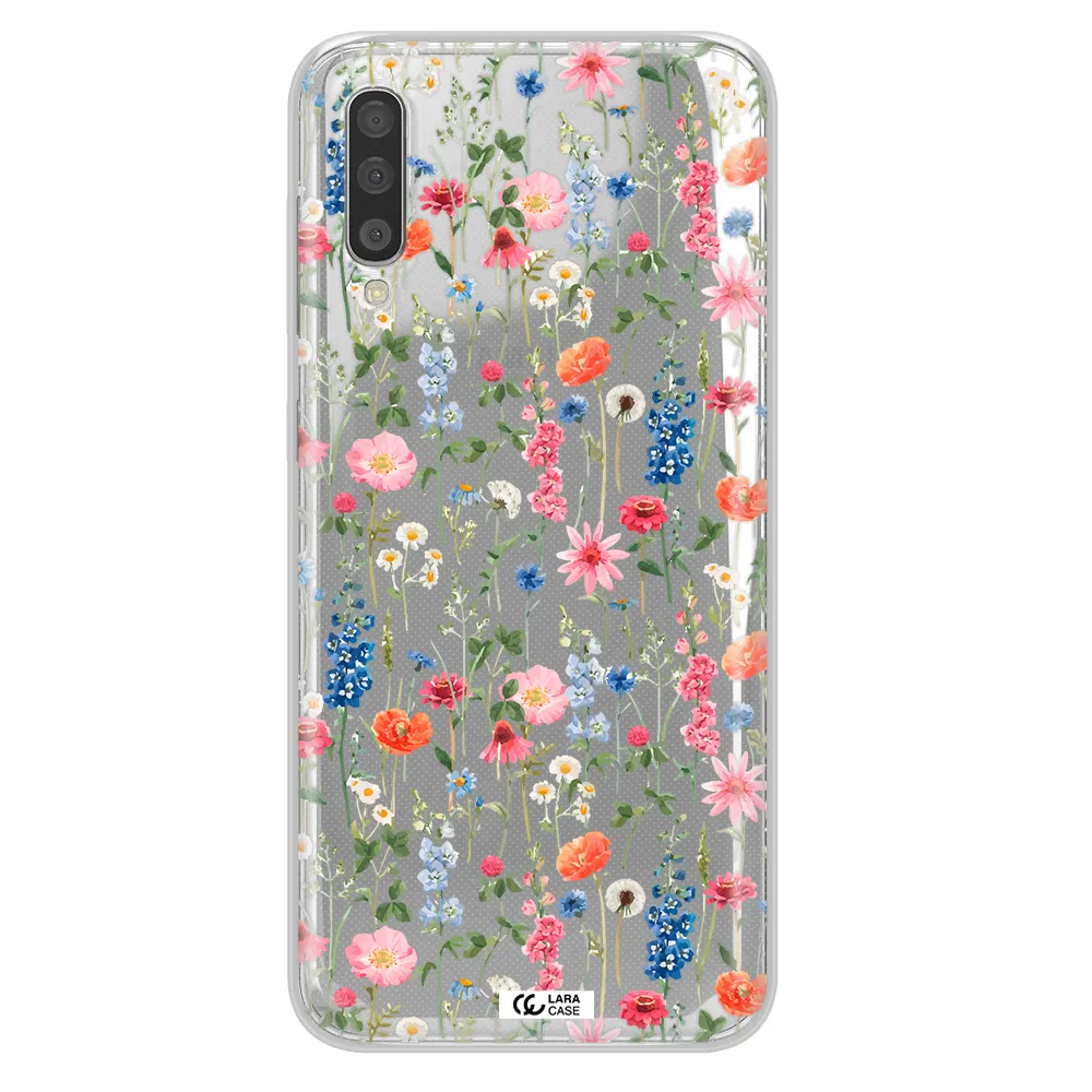 Green Blue Red Flowers Samsung A50 Clear TPU Case
