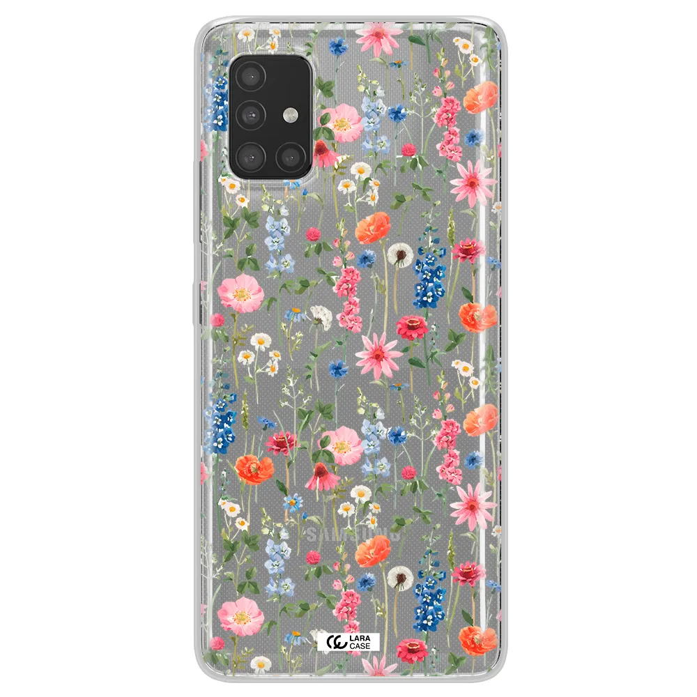 Green Blue Red Flowers Samsung A51 Clear TPU Case