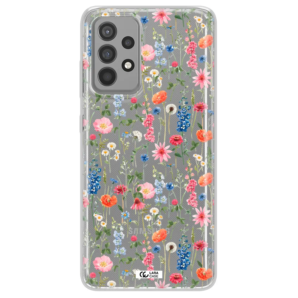 Green Blue Red Flowers Samsung A52 Clear TPU Case