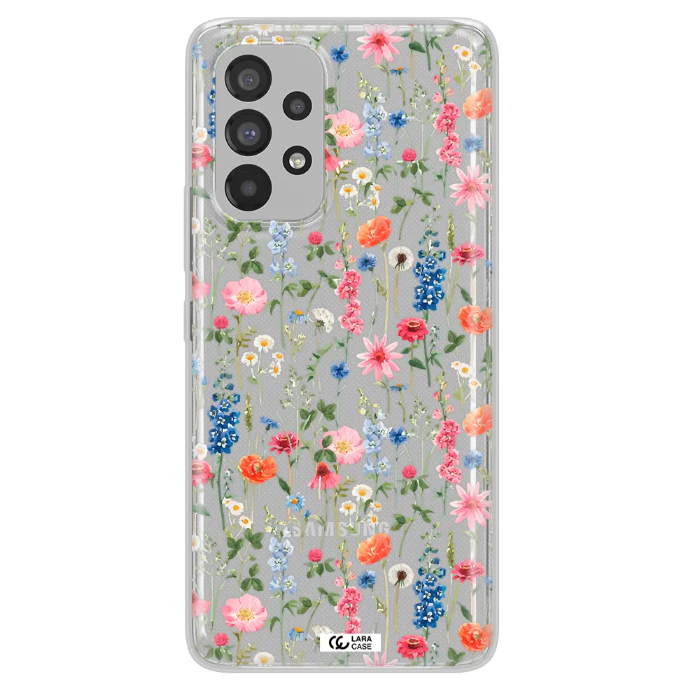 Green Blue Red Flowers Samsung A53 Clear TPU Case