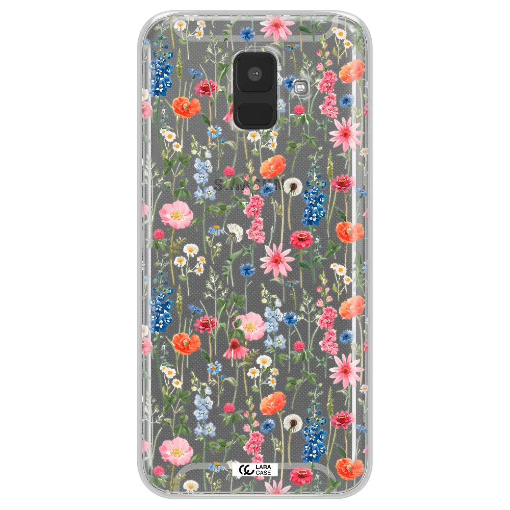 Green Blue Red Flowers Samsung A6 Clear TPU Case