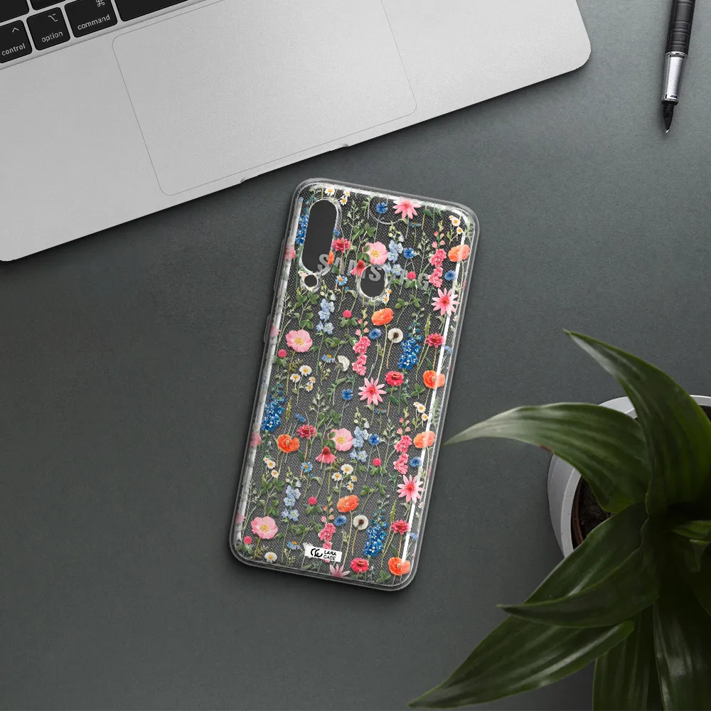 Green Blue Red Flowers Samsung A60 Clear TPU Case