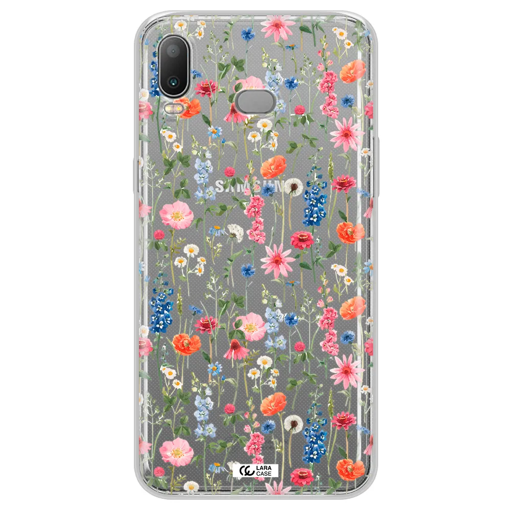 Green Blue Red Flowers Samsung A6S Clear TPU Case