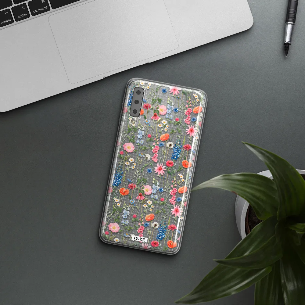 Green Blue Red Flowers Samsung A7 2018 Clear TPU Case