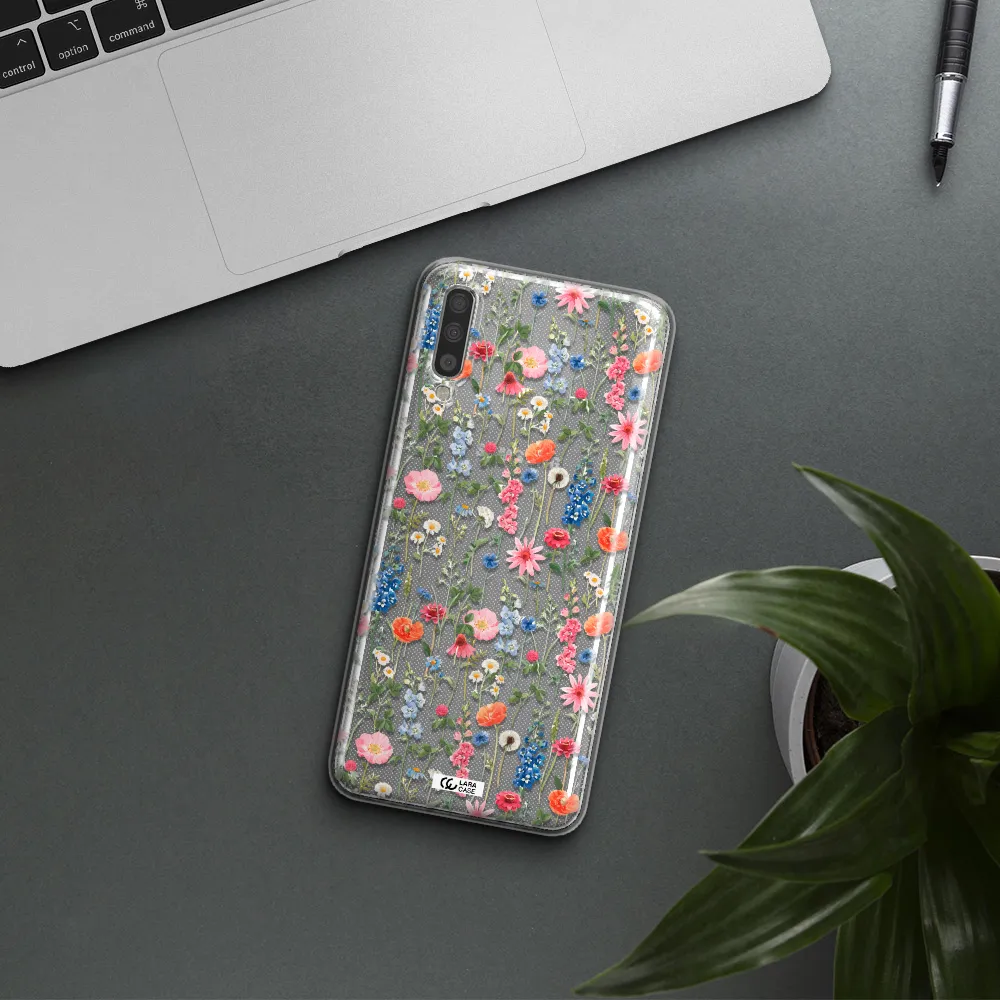 Green Blue Red Flowers Samsung A70 Clear TPU Case