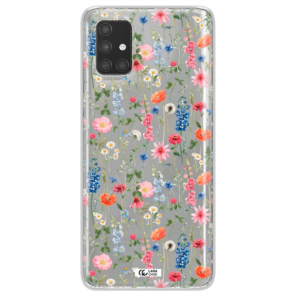 Green Blue Red Flowers Samsung A71 Clear TPU Case