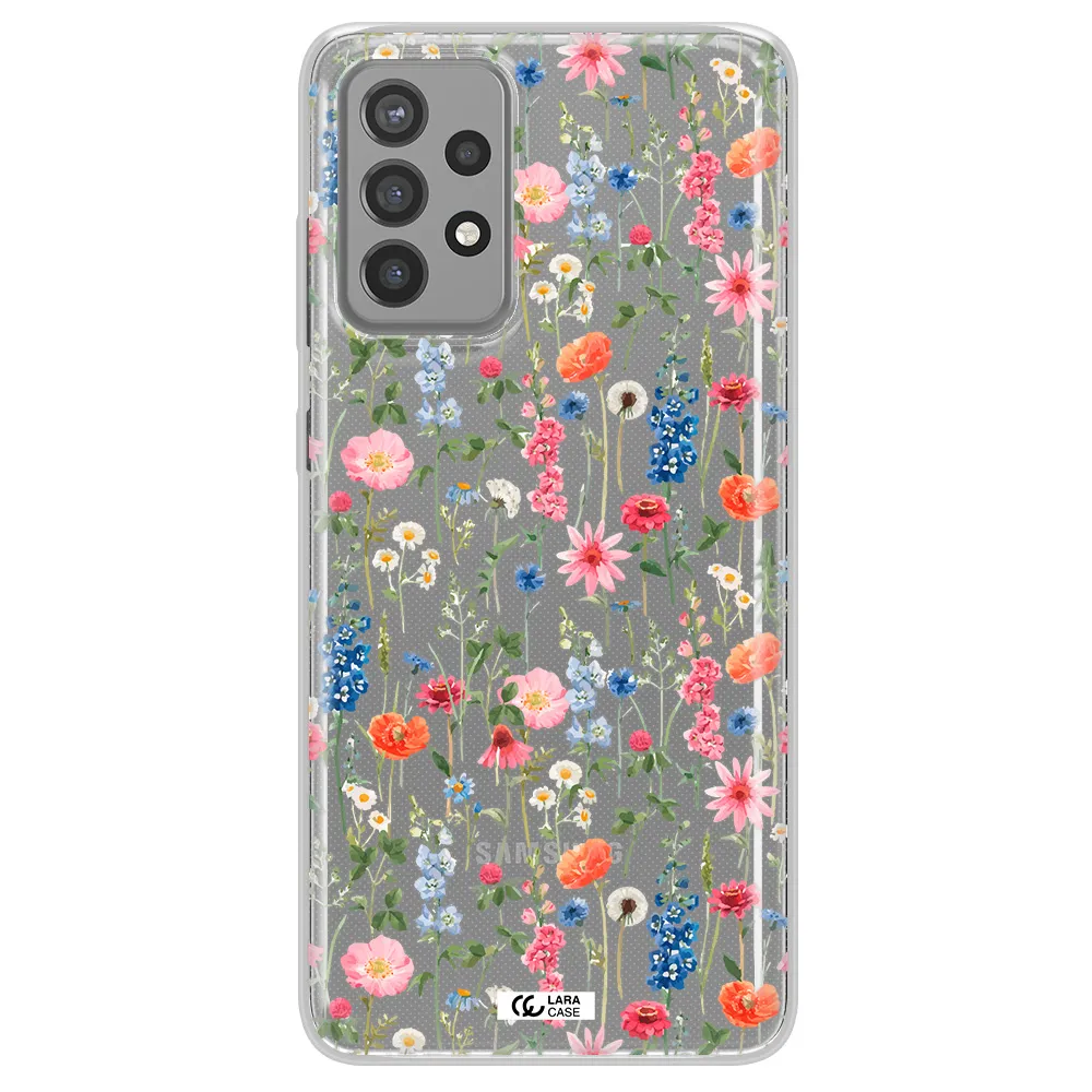 Green Blue Red Flowers Samsung A72 Clear TPU Case
