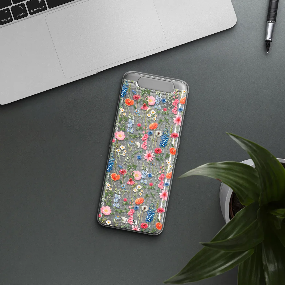 Green Blue Red Flowers Samsung A80 Clear TPU Case