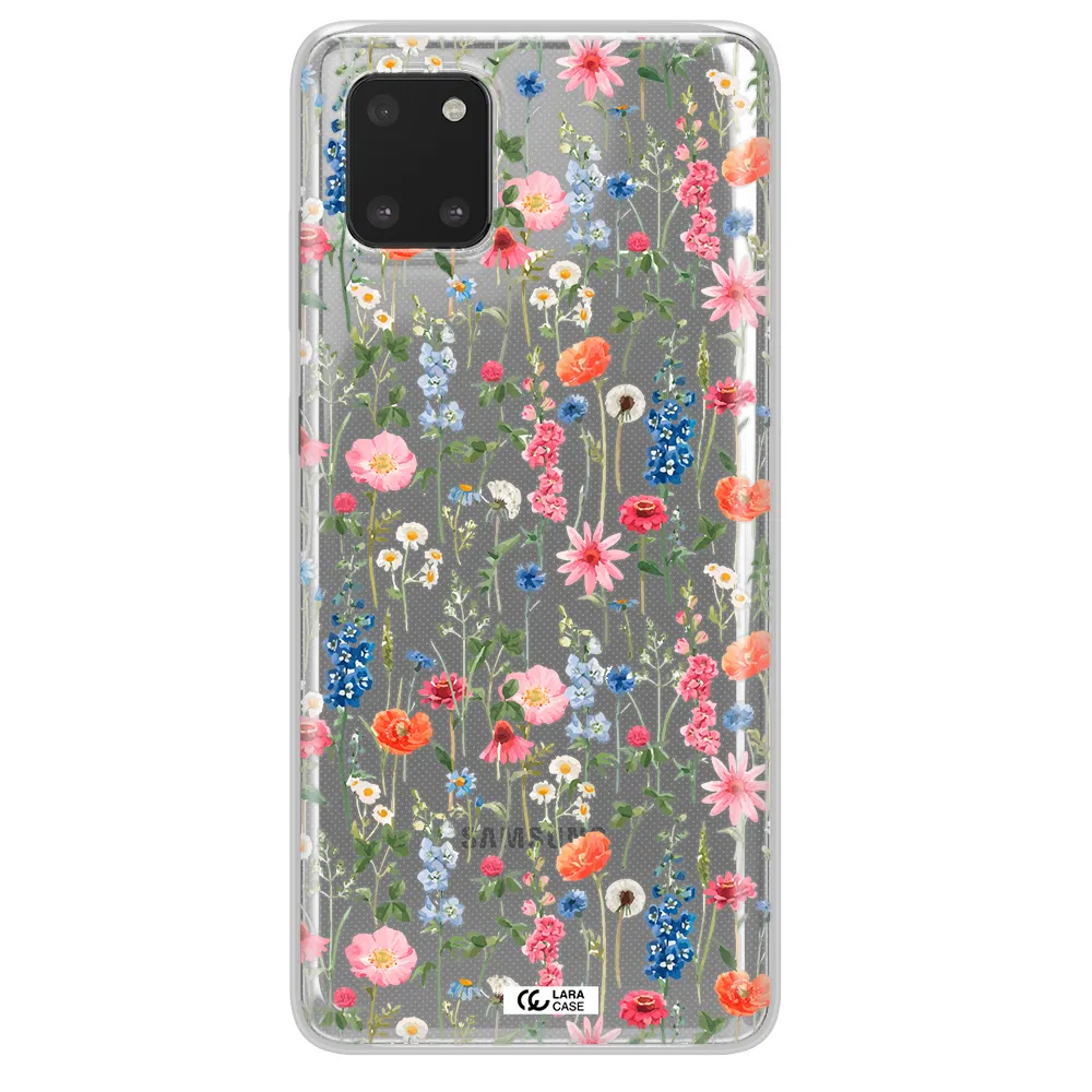 Green Blue Red Flowers Samsung A81 Clear TPU Case