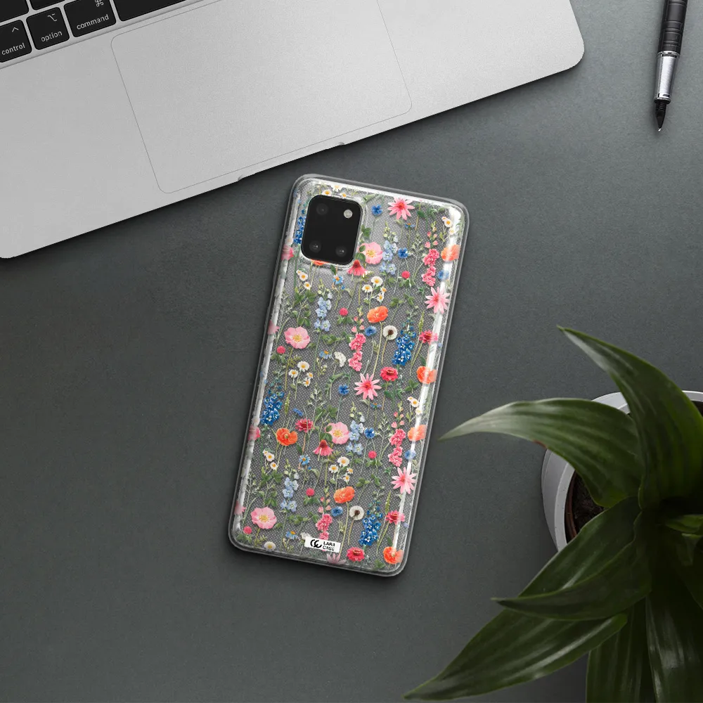 Green Blue Red Flowers Samsung A81 Clear TPU Case