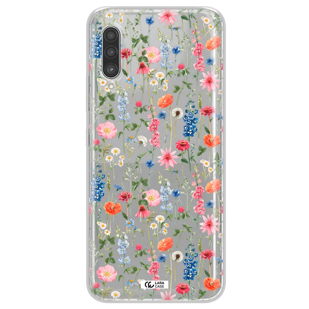 Green Blue Red Flowers Samsung A90 Clear TPU Case