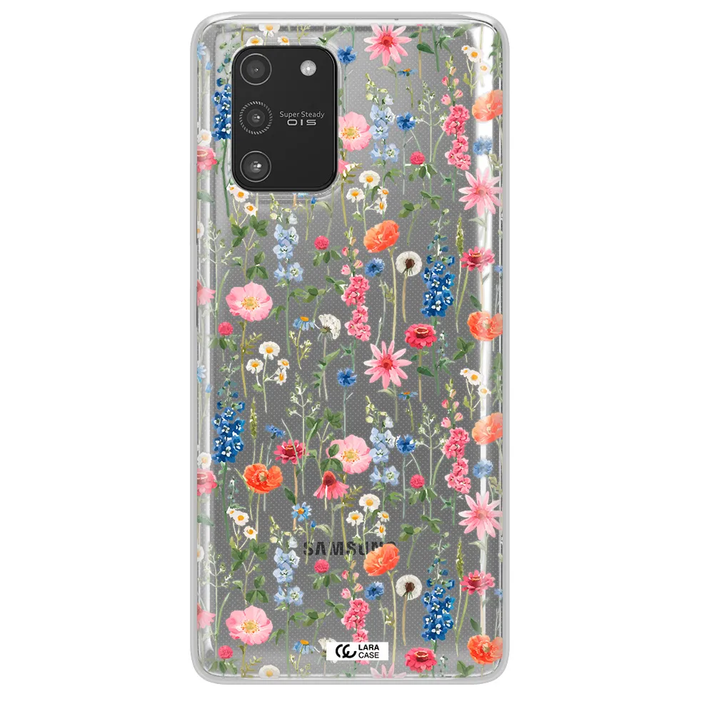 Green Blue Red Flowers Samsung A91 Clear TPU Case