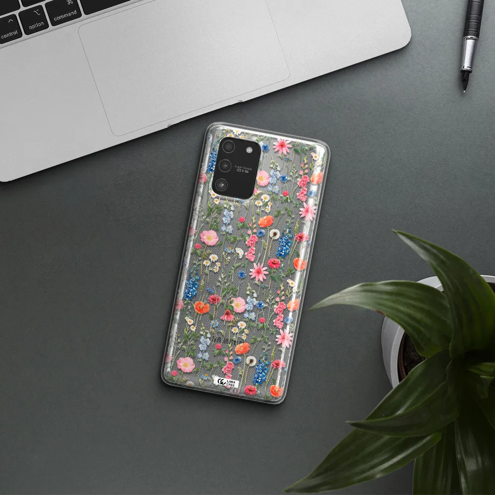Green Blue Red Flowers Samsung A91 Clear TPU Case