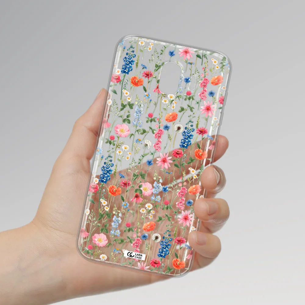 Green Blue Red Flowers Samsung J4 Clear TPU Case