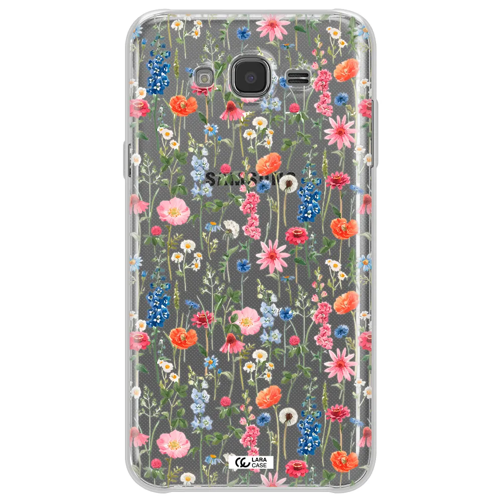 Green Blue Red Flowers Samsung J7 2015 Clear TPU Case