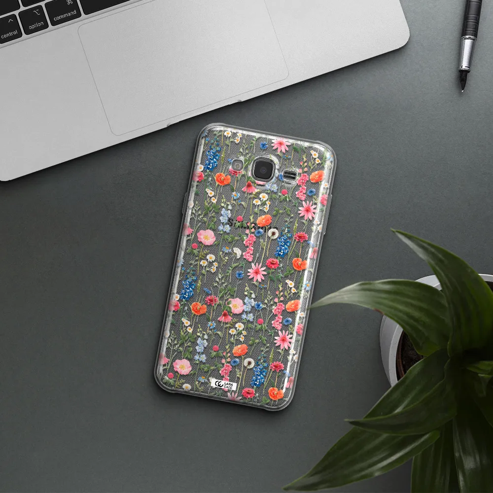 Green Blue Red Flowers Samsung J7 Clear TPU Case