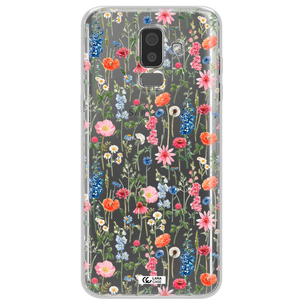 Green Blue Red Flowers Samsung J8 Clear TPU Case