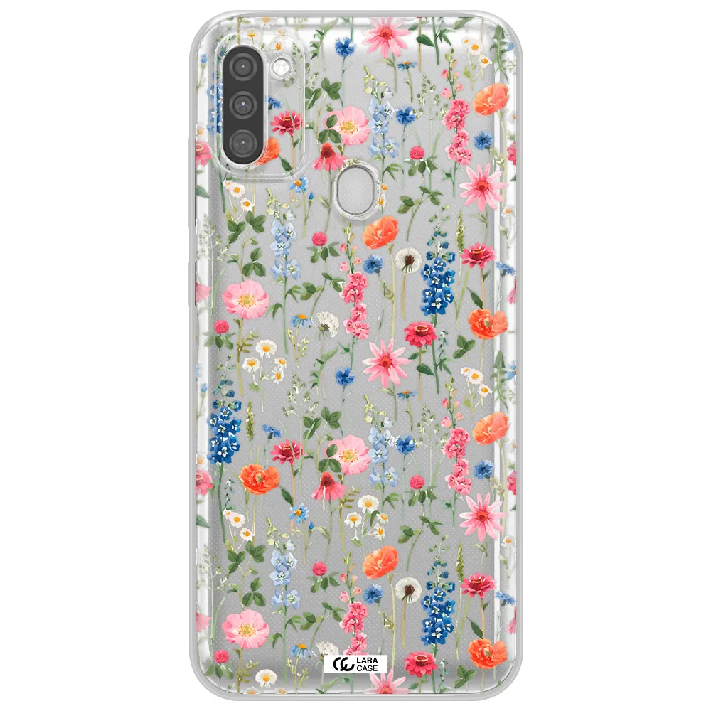 Green Blue Red Flowers Samsung M11 Clear TPU Case