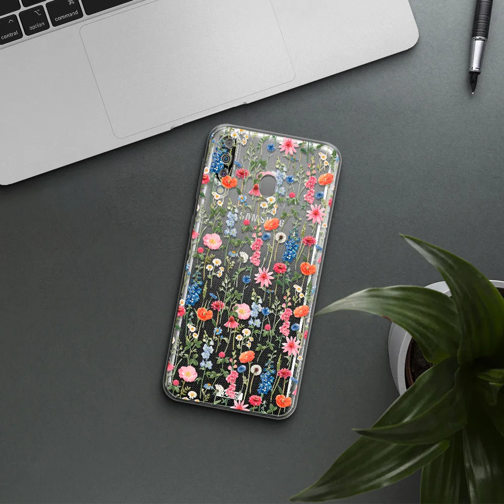 Green Blue Red Flowers Samsung M30 Clear TPU Case