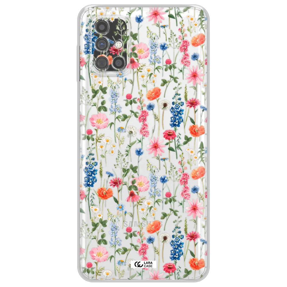 Green Blue Red Flowers Samsung M51 Clear TPU Case