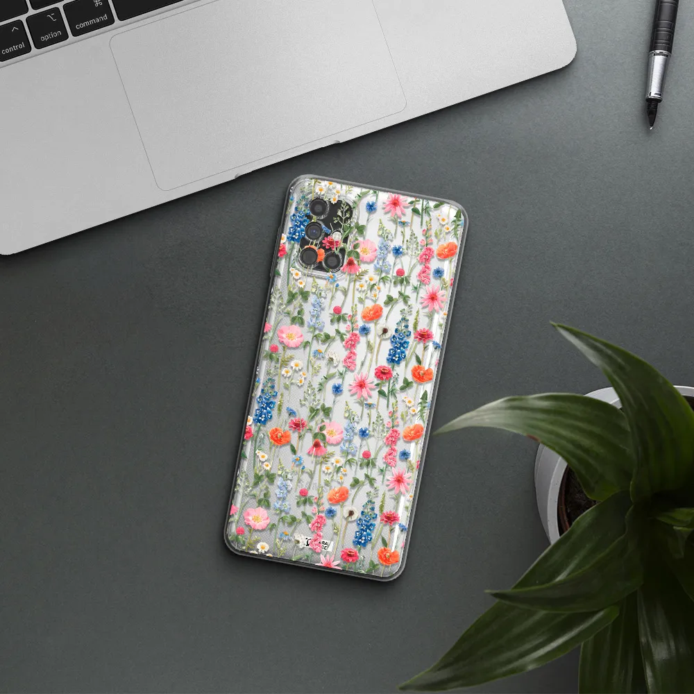 Green Blue Red Flowers Samsung M51 Clear TPU Case