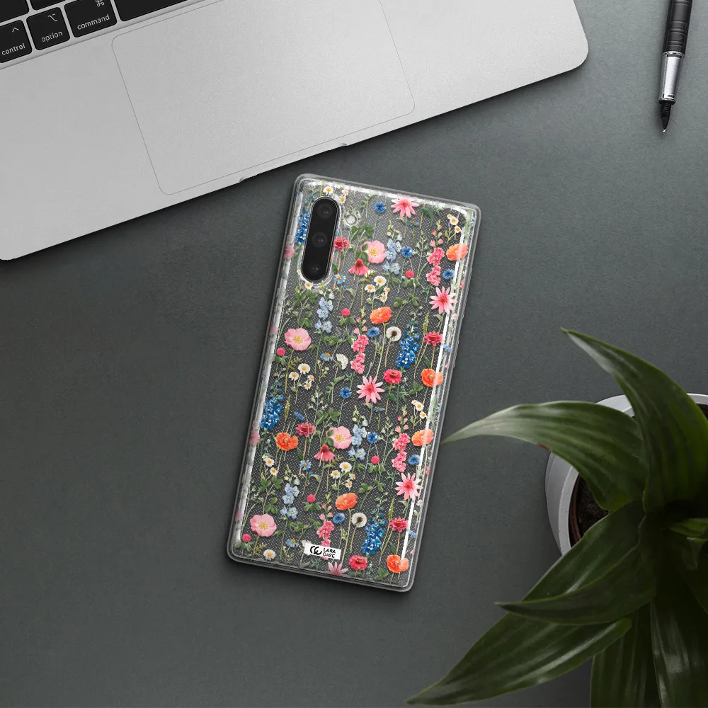 Green Blue Red Flowers Samsung Note 10 Clear TPU Case