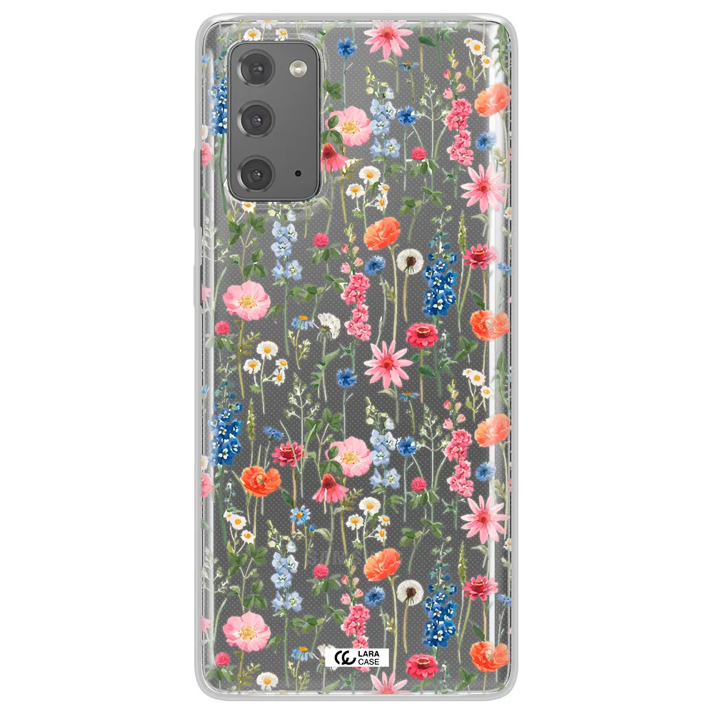 Green Blue Red Flowers Samsung Note 20 Clear TPU Case