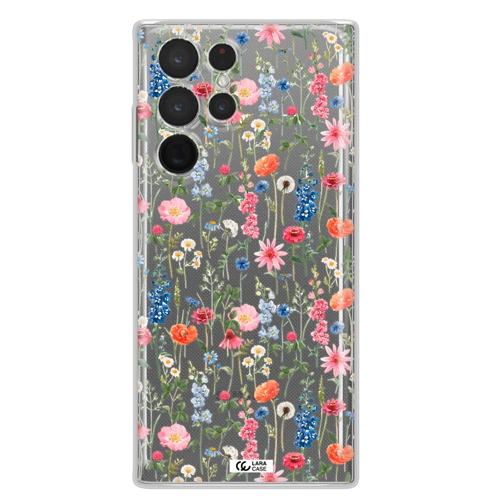 Green Blue Red Flowers Samsung S 22 Ultra Clear TPU Case
