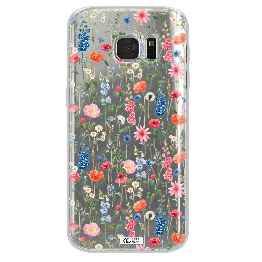 Green Blue Red Flowers Samsung S 7 Clear TPU Case