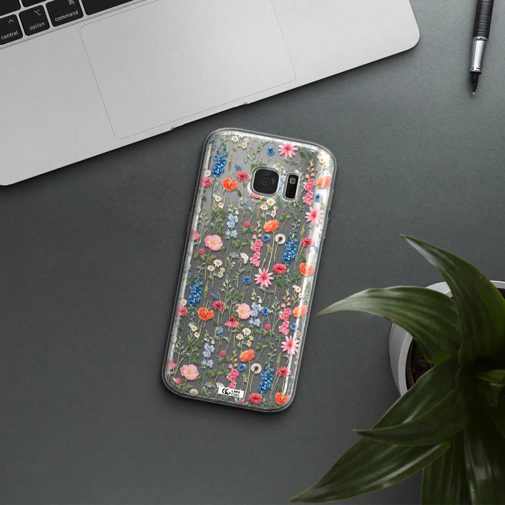Green Blue Red Flowers Samsung S 7 Clear TPU Case