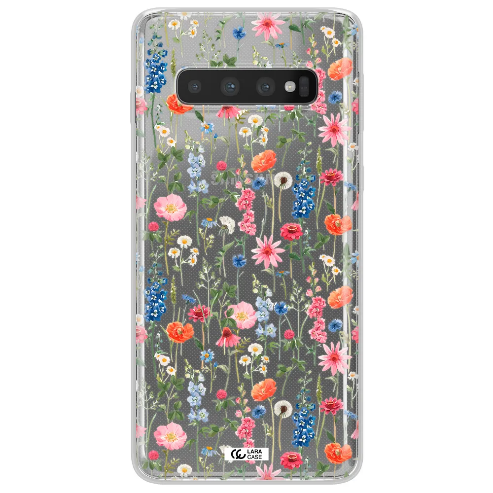 Green Blue Red Flowers Samsung S10 Clear TPU Case