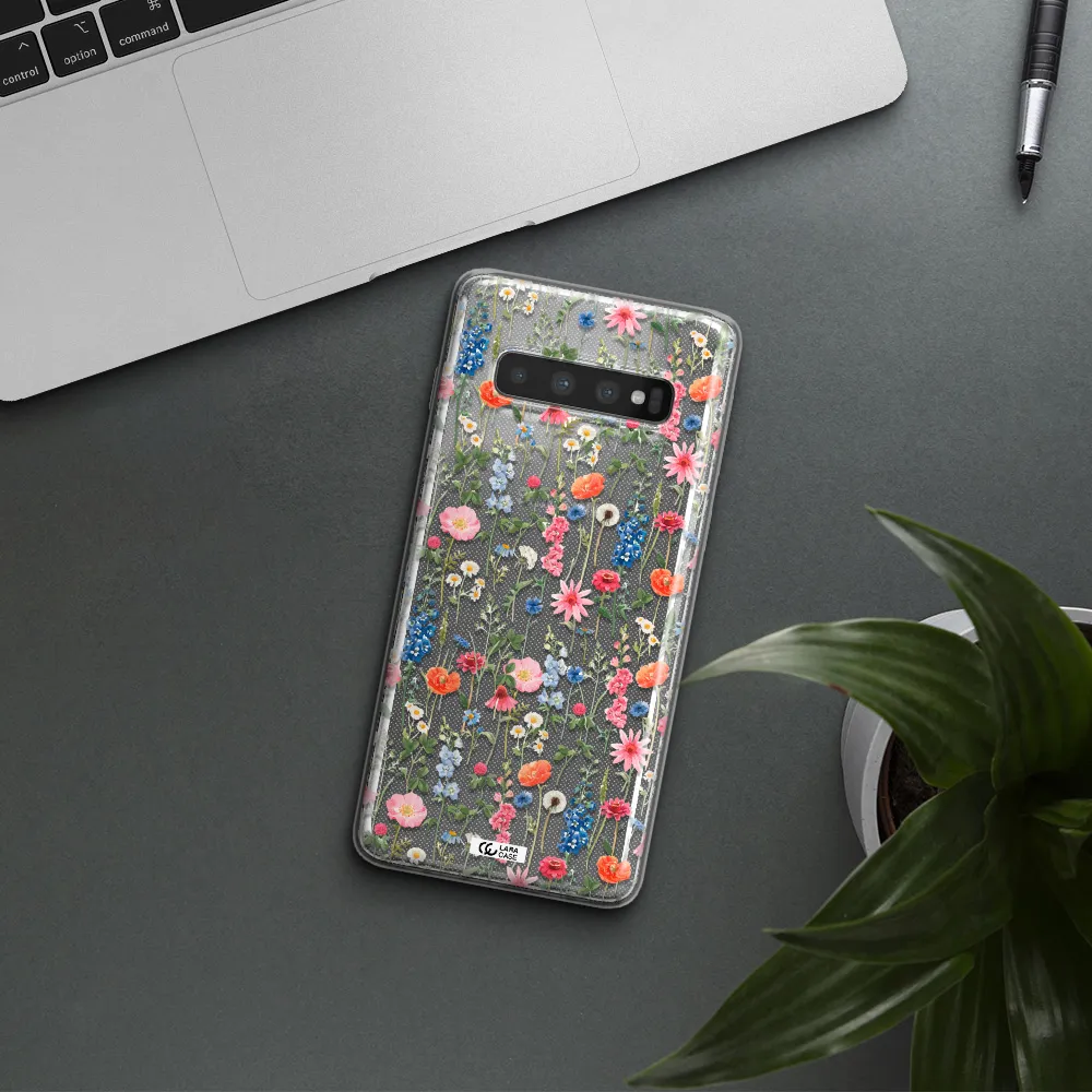 Green Blue Red Flowers Samsung S10 Plus Clear TPU Case