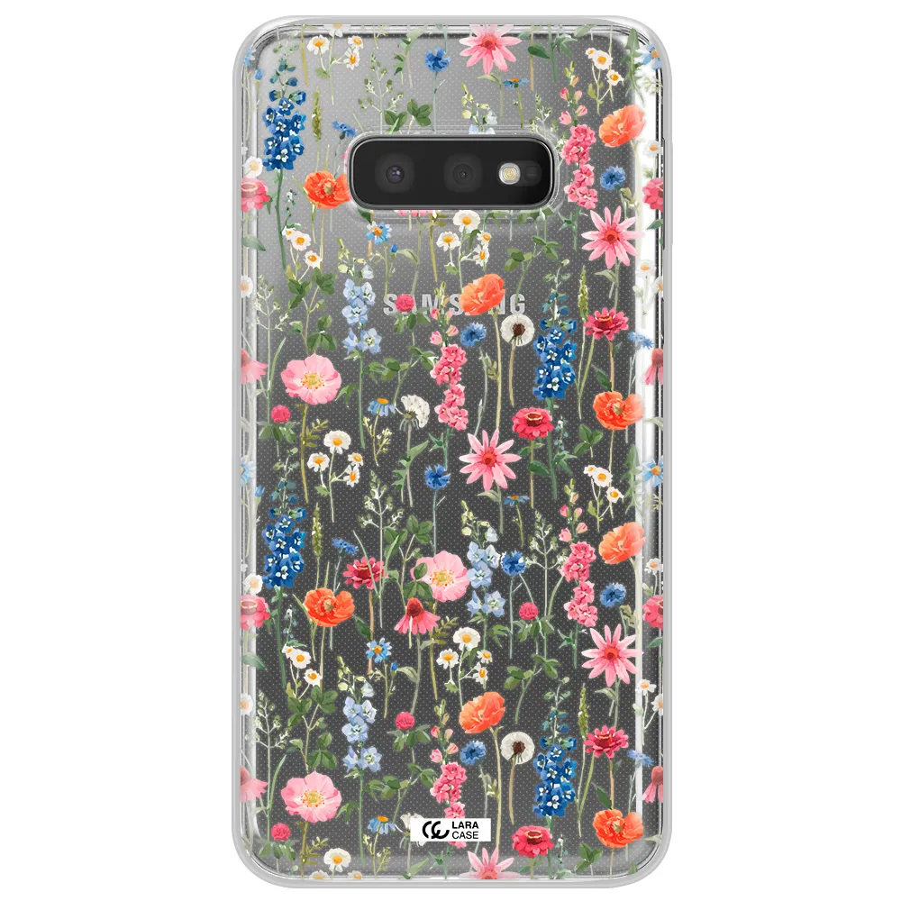 Green Blue Red Flowers Samsung S10e Clear TPU Case