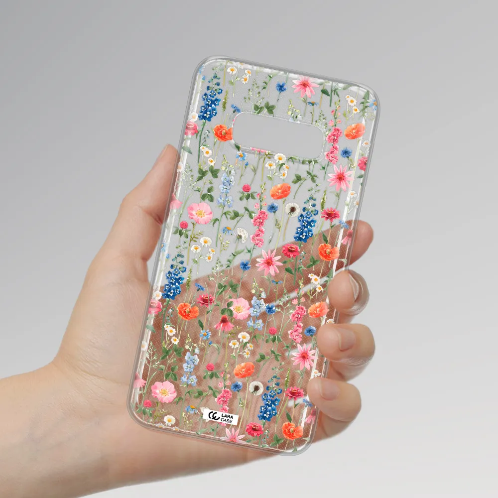 Green Blue Red Flowers Samsung S10e Clear TPU Case