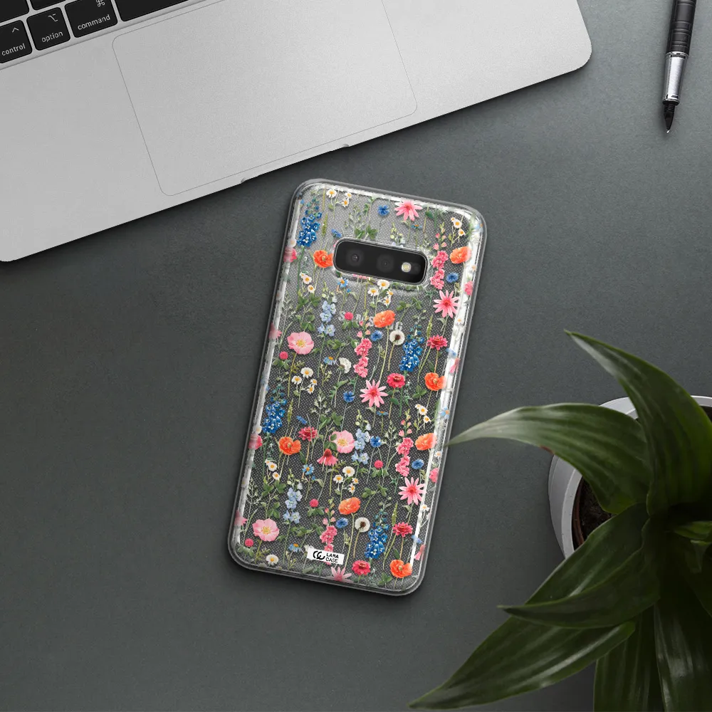 Green Blue Red Flowers Samsung S10e Clear TPU Case